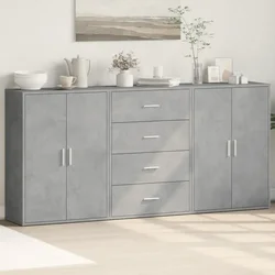 Komoda 3 kom siva boja betona 60x31x84 cm konstruiranog drva