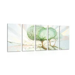 5-delna slika pravljična pastelna drevesa - 200x100