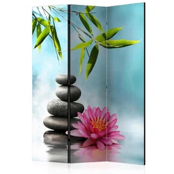 artgeist Paravan Water Lilly And Zen Stones, 3-Delni, Dvostranski