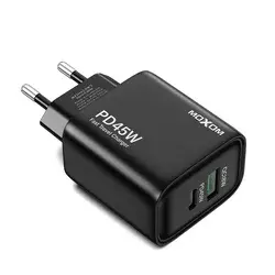 Moxom Kućište punjača MX-HC178 GaN, USB+Type-C QC 18W PD 45W, Crno