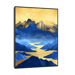 Canvas Slika na platnu Plava planina, 75x100cm, Sa ramom, Crni
