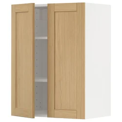 METOD Viseča omarica s policami/2 vrati, bela/Forsbacka hrast, 60x80 cm