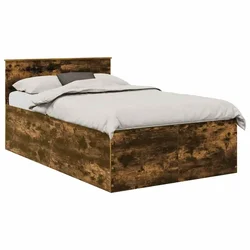 Vidaxl Konstrukcija postelje z vzglavjem Dimljeni oreh 135 x 190 cm