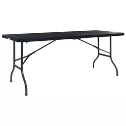 Sklopivi vrtni stol crni 180 x 75 x 72 cm HDPE imitacija ratana