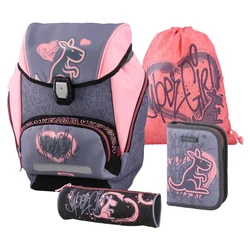 KENGUR Logic set, Ranac, Torba za patike, 2 pernice, Ljubičasto-Roze