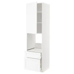 METOD / MAXIMERA Vis.el.peć s fiok/2frnt/srd/g.fiok, bela Enköping/bela im. drveta, 60x60x220 cm