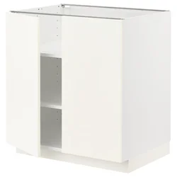 METOD Podni element s policama/2 vrata, bela/Vallstena bela, 80x60 cm
