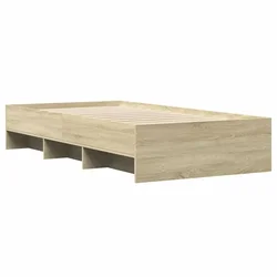 Vidaxl Posteljni okvir brez vzmetnice hrast 100x200 cm inženirski les