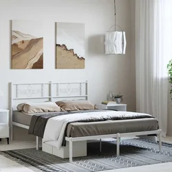 Metalni okvir za krevet s uzglavljem bijeli 150x200 cm