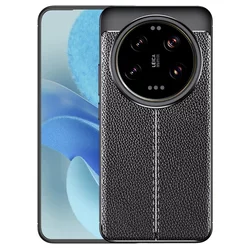 Eleganten gel ovitek Elite Guard z usnjeno teksturo in zaščito robov za Xiaomi 15 Ultra - obsidian black