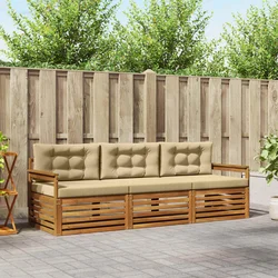 Set vanjskih sofa s jastukom 3 pcs Prirodna i bež