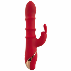 You2 Toys Vibrator sa tri prstena Rabbit, 23.7cm, Crveni