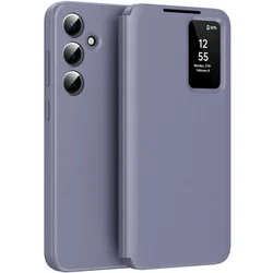 GS Ovitek denarnica s preklopom za Samsung Galaxy S24 Smart View, vijoličen