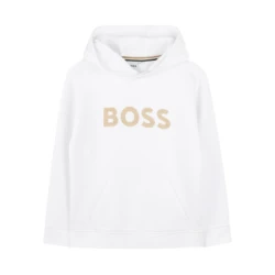 BOSS za fante. J52027 Bela majica s kapuco (5anos= 109cm), Priložnostno, Bombaž, otroška moda