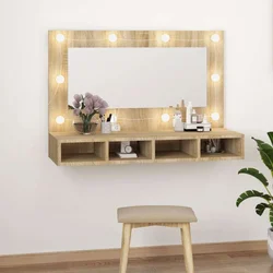 Ormarić s ogledalom LED boja hrasta sonome 90 x 31,5 x 62 cm