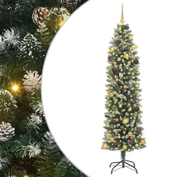 Umjetno vitko božićno drvce Zelena i bijela 210 cm