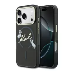 Maska Karl Lagerfeld IML Choupettes Karl Script Logo MagSafe za iPhone 17 Pro crna