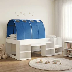 Krevet s tunelom 3 pcs Bijela i plava Konstruirano drvo