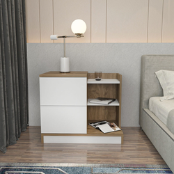 Hanah Home Noćni ormarić Rena, 72x45x60 cm, Beli