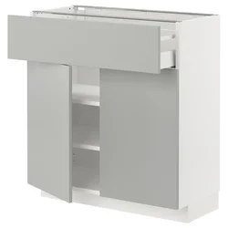 METOD / MAXIMERA Podni element s fiokom/2 vrata, bela/Havstorp svetlosiva, 80x37 cm
