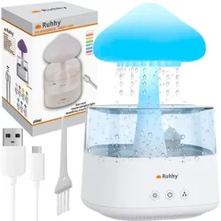 Ruhhy 24378-Ovlaživač zraka s LED noćnom lampom i rain efektom – 450 ml, aromaterapija, USB-C
