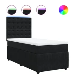 Vidaxl Box spring postelja z vzmetnico črn 90x190 cm žamet