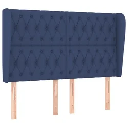 Vidaxl Vzglavje z ušesi modro 147x23x118/128 cm blago