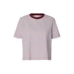 SELECTED Majica SLFEssential merlot / bela