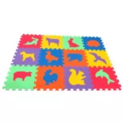 Malý Génius - Puzzle Dječja pjenasta podloga za puzzle Životinje domaće / divlje 12 komada 6 boja 120x90 II - 3+ dijelova