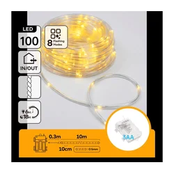 Aigostar-LED Spoljašnja božićna LED girlanda 100xLED/8 funkcija 3xAA 10,3m IP44 topla bela