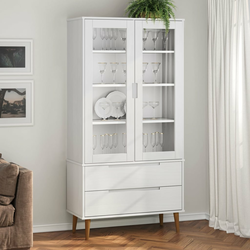 Vitrina MOLDE bijela 90 x 35 x 175 cm od masivne borovine