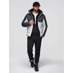 Ombre Mens long quilted jacket with large pockets - beige