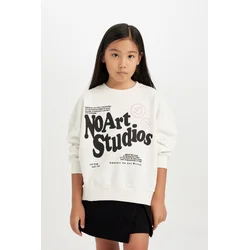 DEFACTO Girl Oversize Fit Crew Neck Sweatshirt