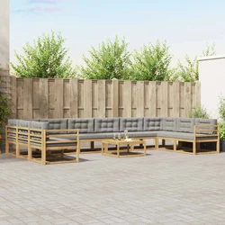 Set vanjskih sofa s jastukom 11 pcs Bijela i svjetlosiva