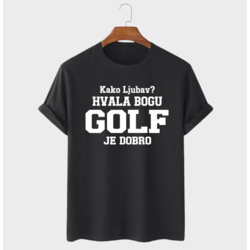 MAFIMI Majica Kako ljubav hvala bogu GOLF je dobro, Crna