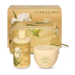 Lerbolario Ženski set kupka i krema za telo White Iris sa neseserom, Bež