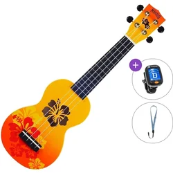 Mahalo Hibiscus Basic SET Hibiscus Orange Burst Soprano ukulele