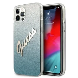 Guess Guess GUHCP12LPCUGLSBL trdi ovitek za iPhone 12 Pro Max 6.7 modro/modro z bleščečim gradientnim skriptom