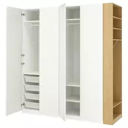 PAX / FORSAND Kombinacija garderobera, bela bela/im. hrastovine, 220x60x236 cm