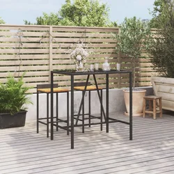 Barski stol sa staklenom pločom crni 110x70x110 cm poliratan