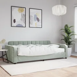 Dnevni krevet s madracem svjetlosivi 100 x 200 cm baršunasti