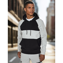 Bluza męska basic z kapturem w szaro-czarne paski Dstreet