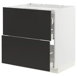 METOD / MAXIMERA Pod.elem.grej.ploča/2front/3fiok, bela/Nickebo boja antracita, mat, 80x60 cm