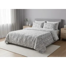 Tekstilshop Pamučna posteljina Silver Ornament, 180x200 cm, Siva