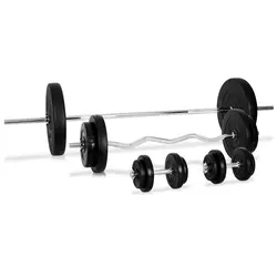 KLARFIT KOMPLET utega CURL BAR, 14 utega, 4 šipke, 97.5kg 