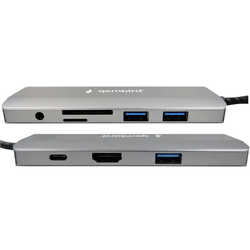 Gembird USB A-CM-COMBO9-03 ** Adapter, 9 portova, USB-C, HUB, HDMI, PD, SD, RJ45