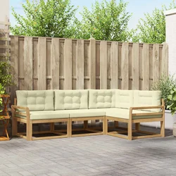 Set vanjskih sofa s jastukom 3 pcs Bijela i krem Poliester