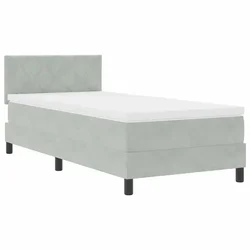 Vidaxl LED Box Spring Postelja Svetlo siva 90 x 200 cm Žamet