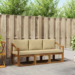Set vanjskih sofa s jastukom 3 pcs Prirodna i bež