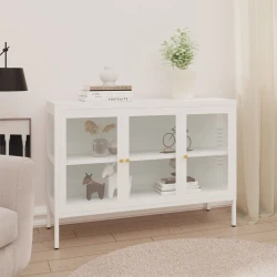 Komoda bijela 105 x 35 x 70 cm od čelika i stakla